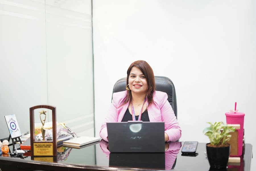 Business owner working at her office desk